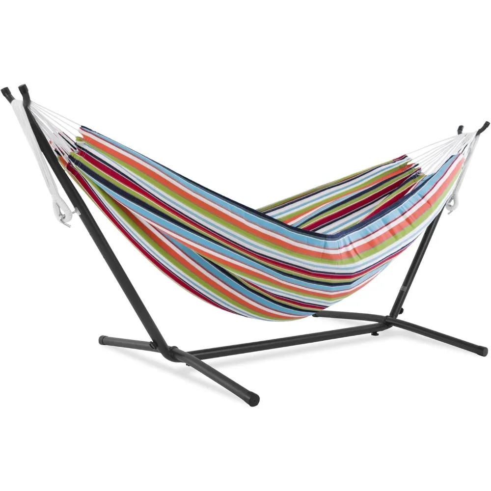 

Double Sunbrella Hammock with Space Saving Steel Stand, Carousel Confetti (450 lb Capacity - Premium Carry Bag Included)
