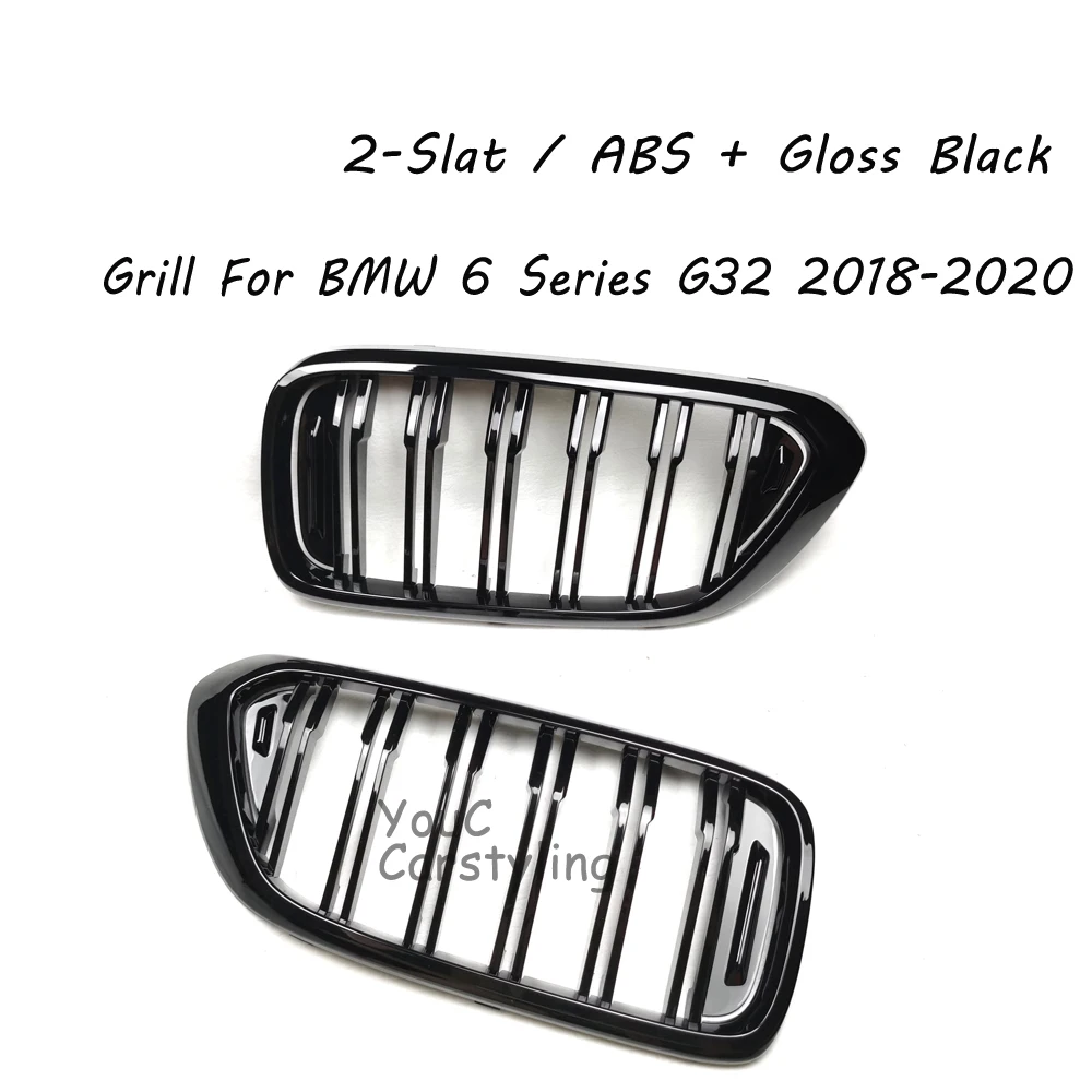 

G32 Real Carbon Fiber Double Line Grille for BMW 6 Series GT G32 2018-2020 Front Bumper Grill Frame Grills Mesh Cover