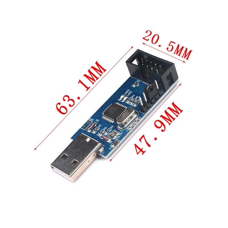 1Set  USBASP USBISP AVR Programmer USB ATMEGA8 ATMEGA128 ATtiny/CAN/PWM 10Pin Wire Module DIY + 10Pin To 6 Pin Adapter Board