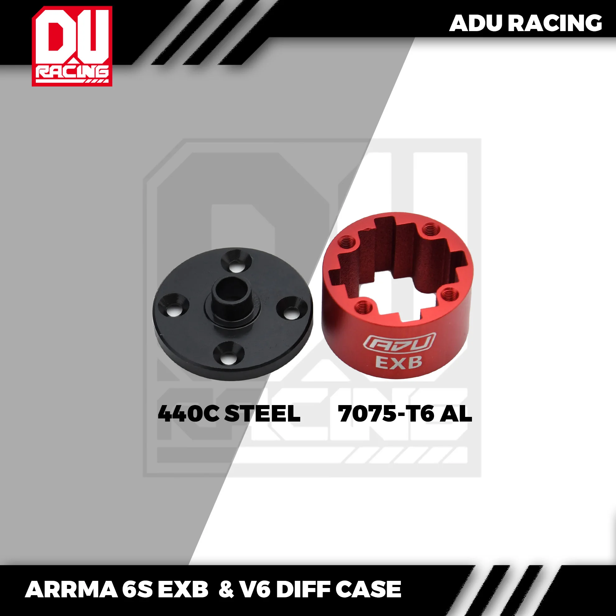 ADU RACING 440 aleación de aluminio de acero 7075-T6 carcasa diferencial delantera/media/trasera para ARRMA 1/8 EXB V6