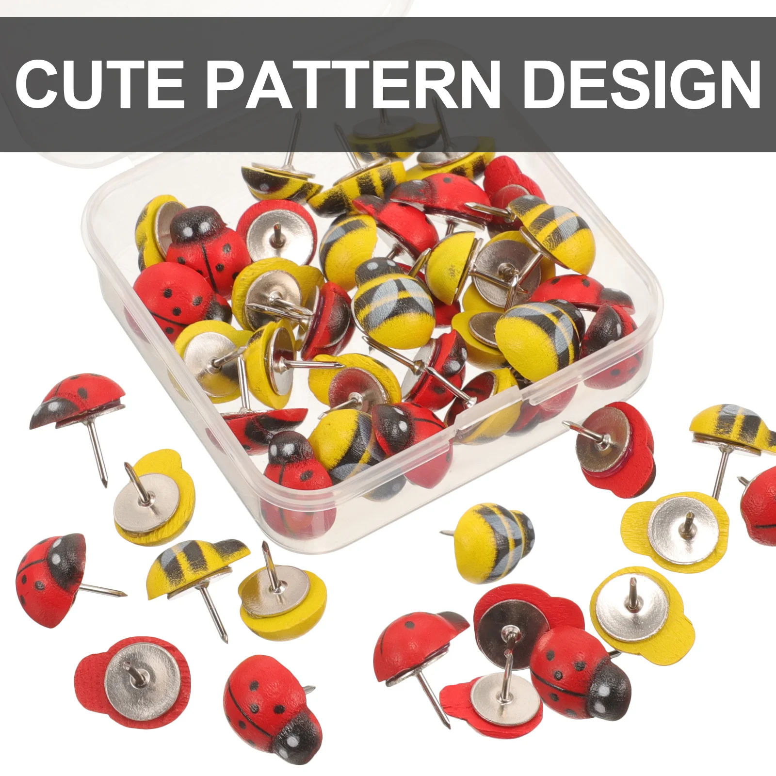 50Pcs Wooden Push Pins Animal Shaped Thumbtacks Lightweight Multi Classroom Map Accessories