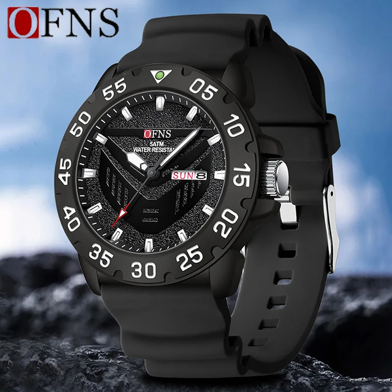 OFNS Top Brand Business Men\'s Quartz Watch Sports Waterproof Dual Calendar  Luxury Luminous Multifunction Male Quartz Wristwatch