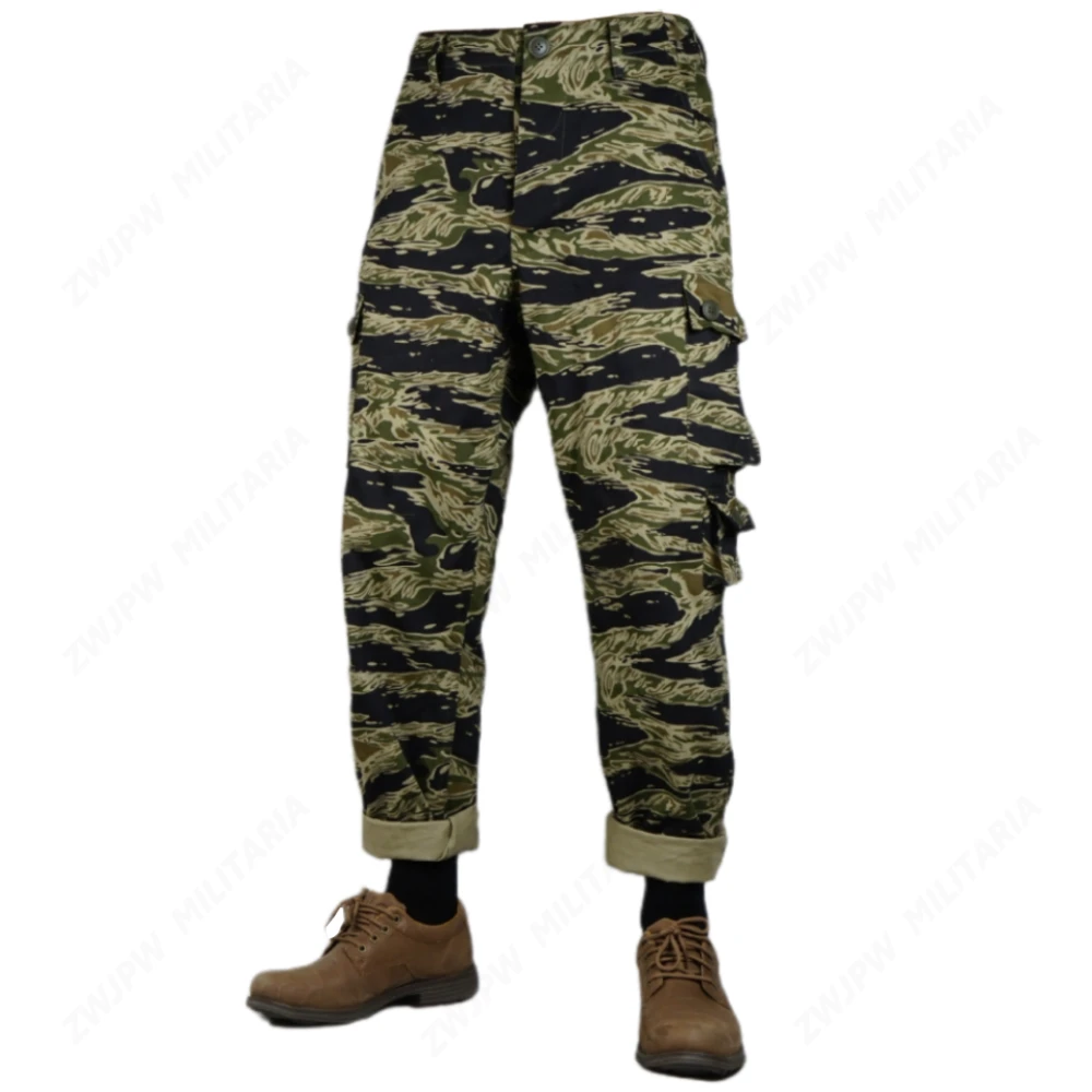 Outdoor Tactical Twill Tiger Spot Work Pants for Men, Pure Cotton, New