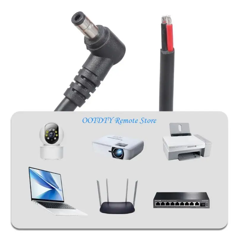 

90° DC5525 Power Supply Cable 12V 24V Compatible for LED Strips CCTV Systems