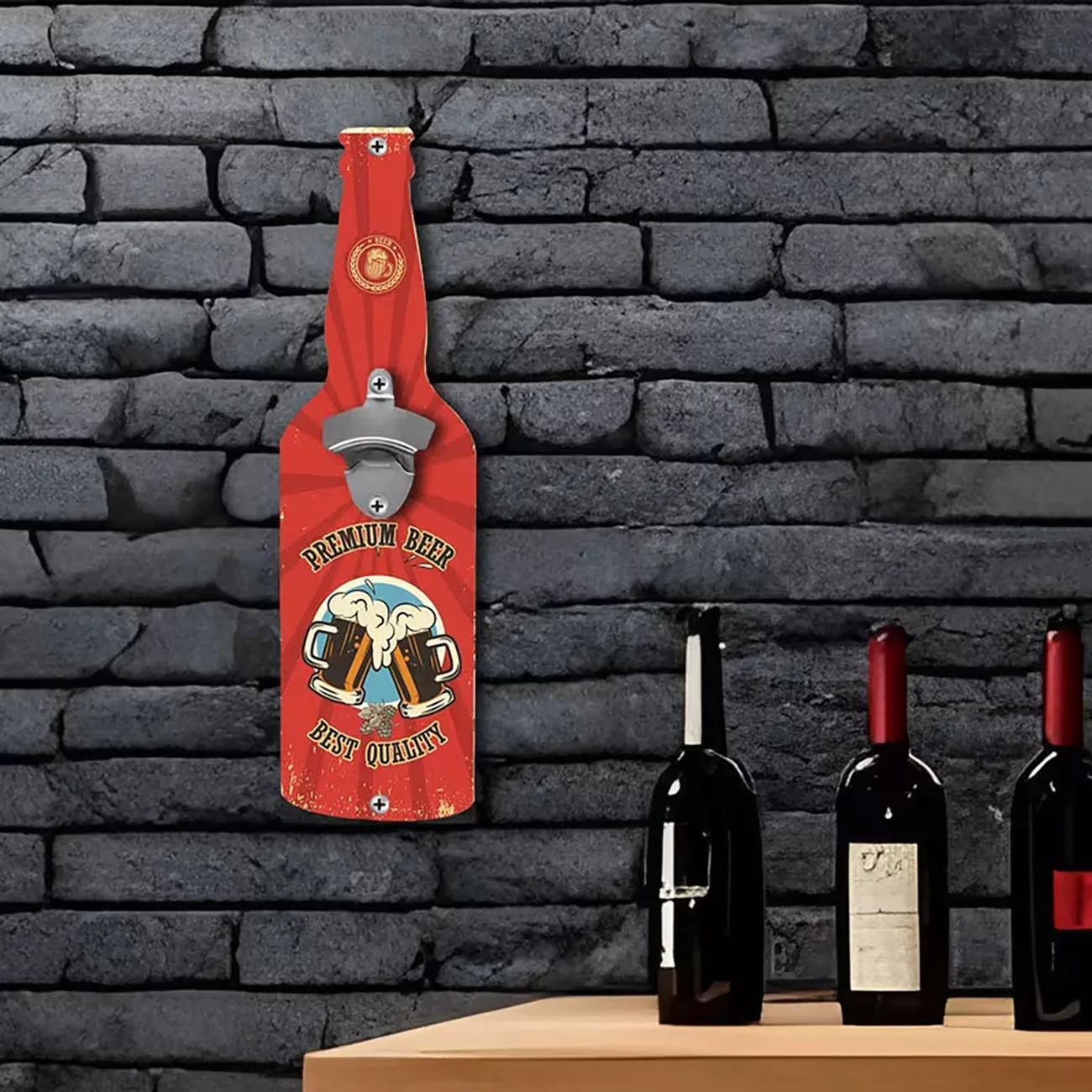 1pc Retro Premium Beer Wooden Wall Opener, Vintage Best Quality Themed Bar Accessory for Home & Pub