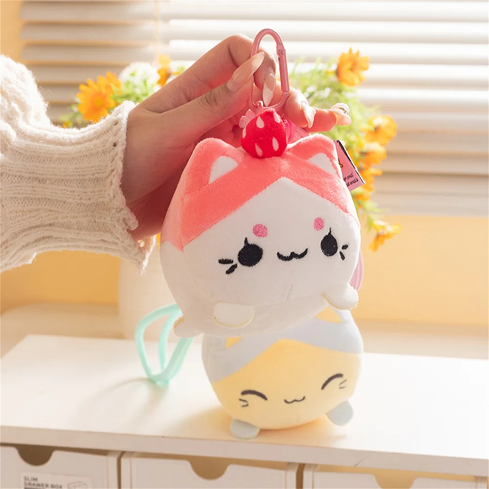 12 cm simpatico peluche frutta gatto peluche limone fragola gatto ciondolo decorazione zaino regalo Kawaii per ragazze e bambini