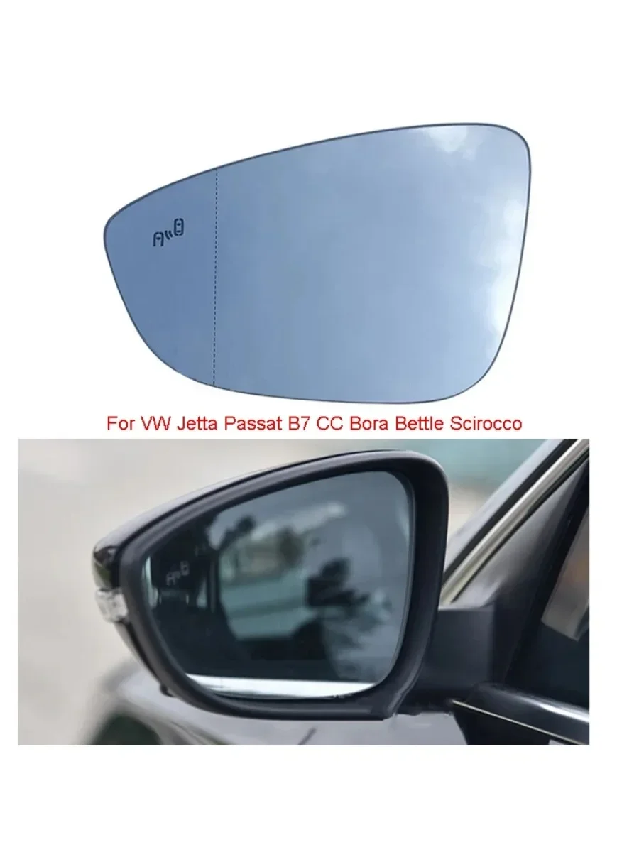 Left Right Heated Blind Spot Warning Wing Rear Mirror Glass for VW Jetta Passat B7 CC Bora Bettle Scirocco 3C8857521 3C8857522