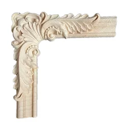 12-20cm Woodcarving Decal Corner Applique Frame Door Decorate Wall Doors Furniture Wooden Miniature Franch Hollow Flower