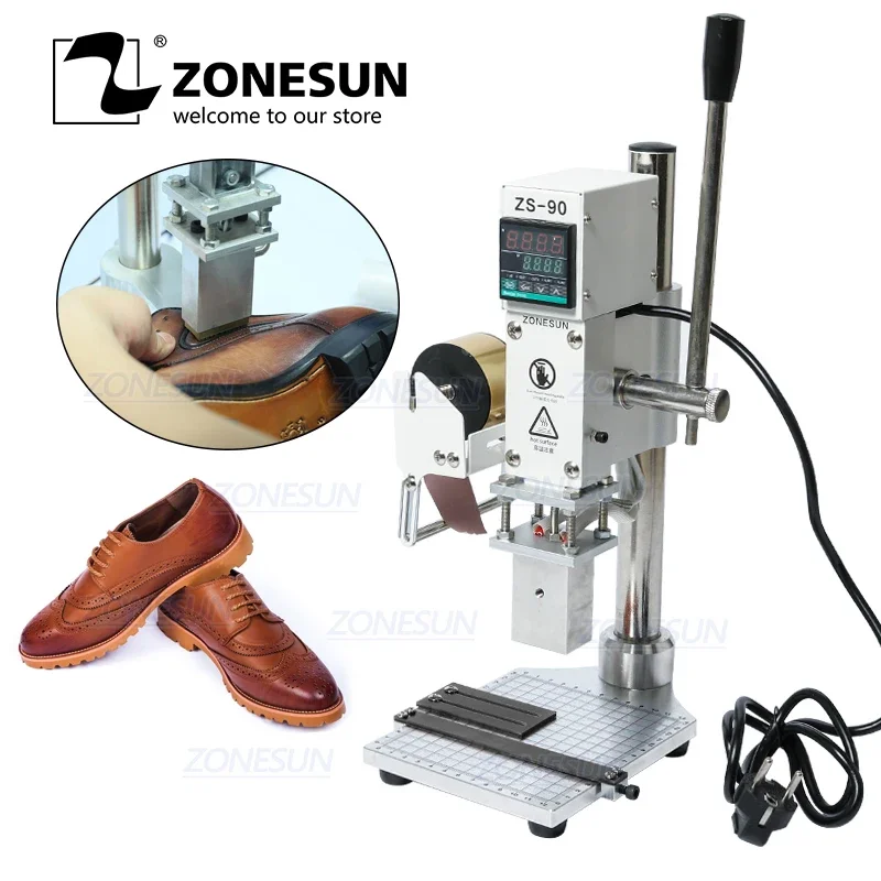 ZONESUN Manual Leather Logo PVC Paper Hot Foil Stamping Bronzing Embossing Machine Heat Press Machine Punch Press