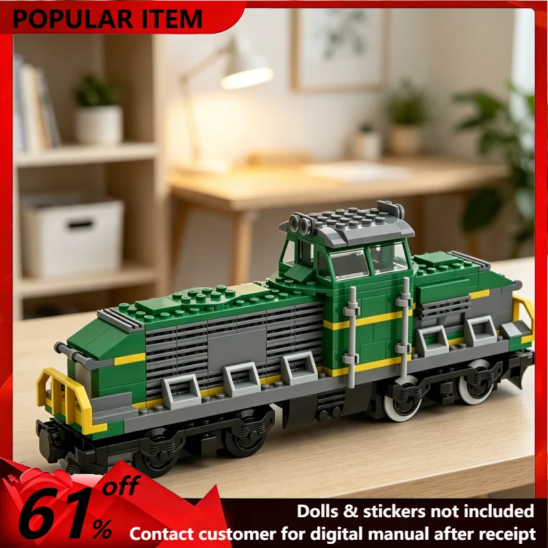 321PCS MOC Green Diesel Locomotive Train Engine Model Building Blocks City Railway Vehicle DIY Assembly Gifts Adults Collection