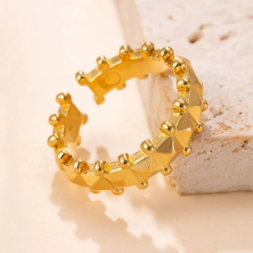 Gold Color Vintage Bullet Rings for Women  Stainless Steel Geometric Rings Boho Jewelry Hip Hop Party Wedding Jewelry Gifts