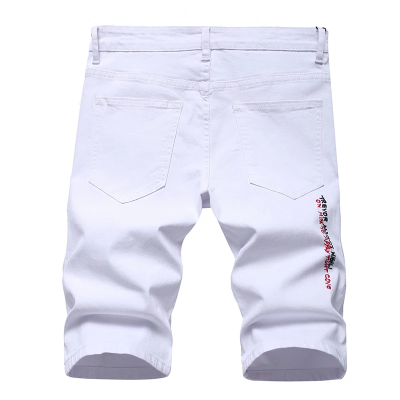 2023 Summer New Men's Denim Short Jeans Fashion Casual Slim Fit Printed Thin Cotton Embroidered Shorts Male Brand Clothes