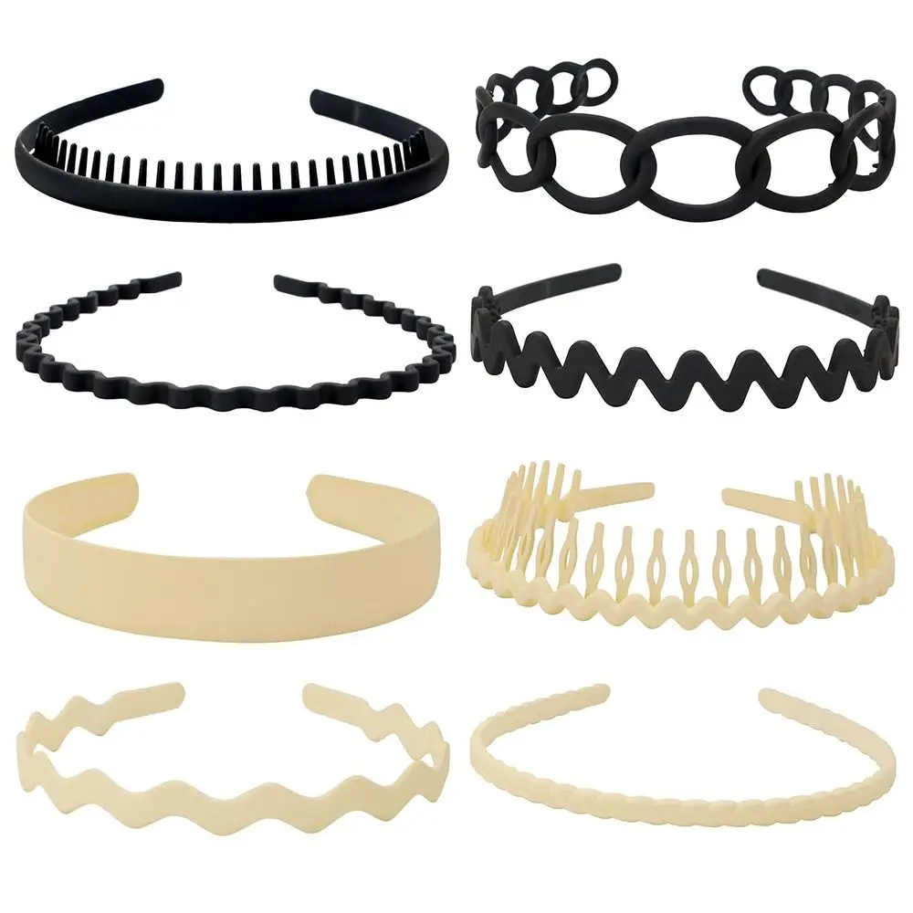 

8Pcs Fashion Outdoor Sports Wavy Combing Hairbands Set Hair Hoop Set Head Hoop Teeth Head Bands