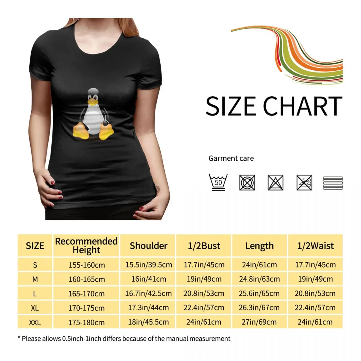 Soft Comfy Tux Linux Penguin Women's T-shirt Basic Short Sleeve Casual Top - view 3