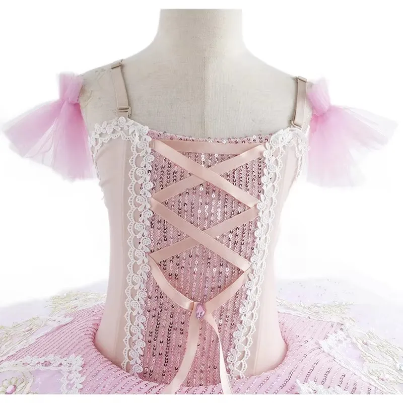 ชุดกระโปรงบัลเลต์สีขาวสำหรับเด็กผู้หญิง ลายหงษ์หงอนขาว ชุดบัลเลต์สำหรับการแสดงเต้นรำ ชุดเต้นรำสำหรับการแสดง