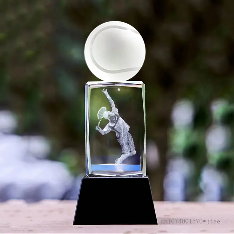 Imagem -05 - Escultura de Cristal Personalizado Troféu Esportes Voleibol Tênis Badminton Jogos de Golfe Competição Prêmios Home Decor