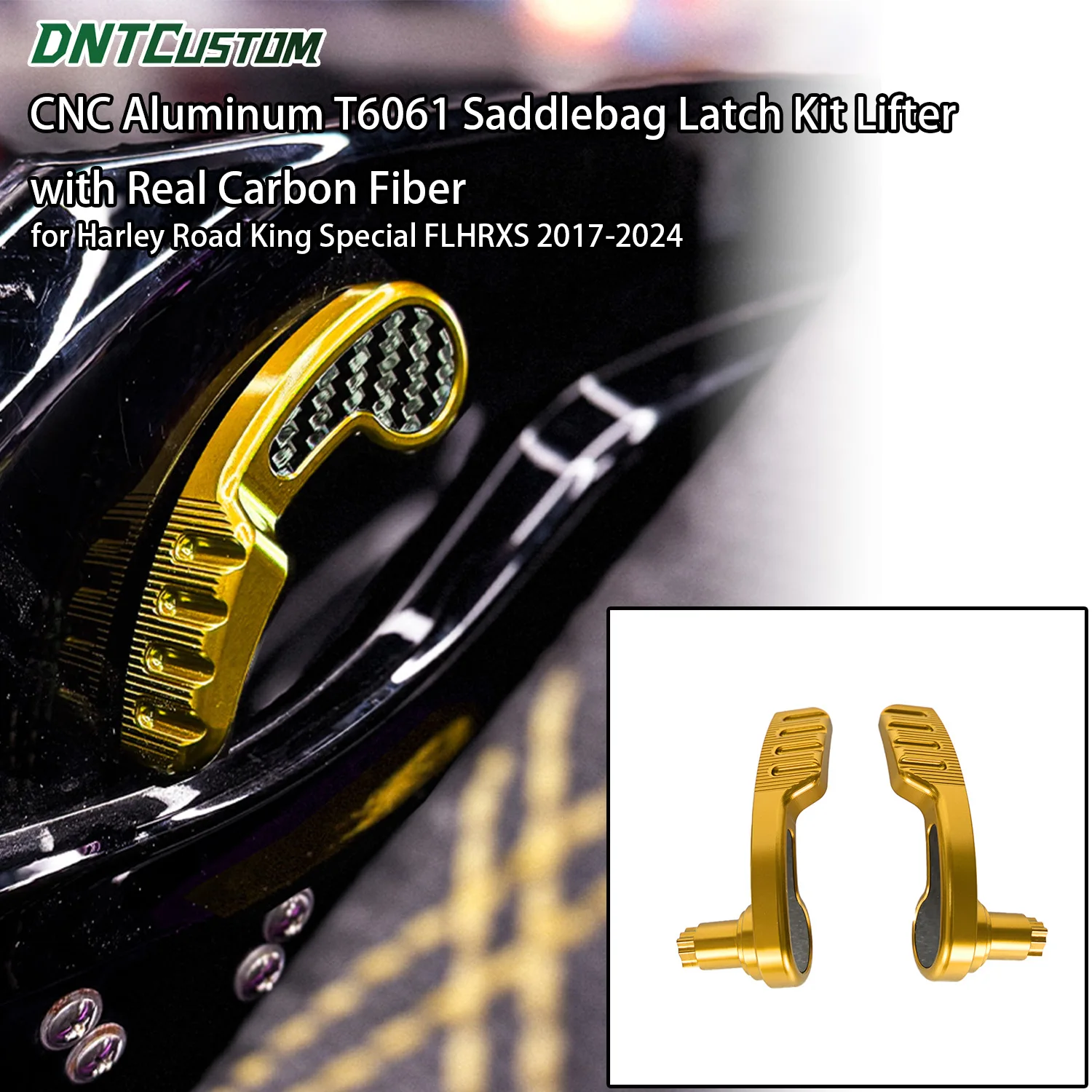 

DNTCUSTOM CNC Aluminum T6061 Saddlebag Latch Kit Latches Lifter&Real Carbon Fiber For Harley Touring Performance Bagger Looking