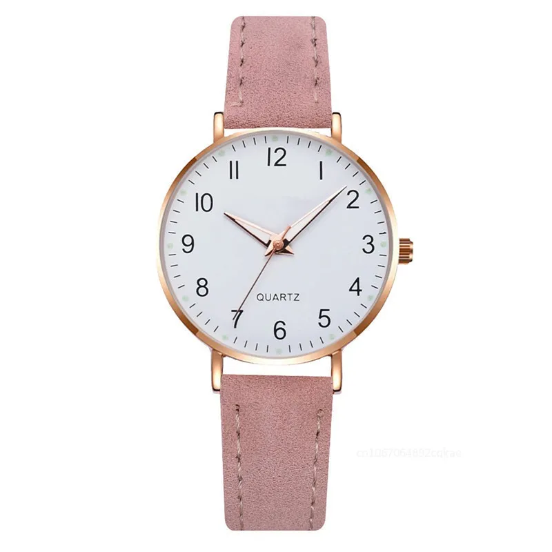 Reloj de pulsera informal para mujer, conjunto de relojes de pulsera de cuero, esfera redonda Simple, relojes de pulsera de cuarzo, reloj de vestir