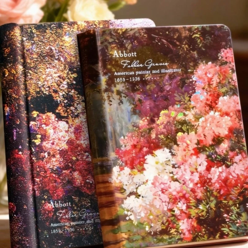 Colorful Pages DIY Journal Hard Cover Book Gold Foil Embossed Decor for Bookshelf Handmade Craft Notebook for Writing Gift