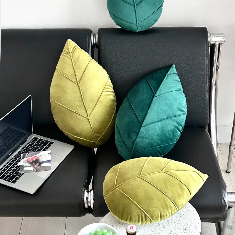 Blattförmige Geschenk-Dekokissen Grüne Dekorationen Nordischer Stil Minimalistisches Sofa-Kopfteil-Kissen Minimalistisches Wohnzimmer-Ornament – Detail 4