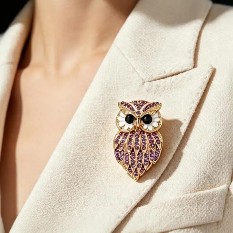 Einzigartige Eulen-Brosche im Retro-Stil, süßer Schmuck, Geburtstags- oder Partygeschenk für Männer und Frauen. – Detail 2
