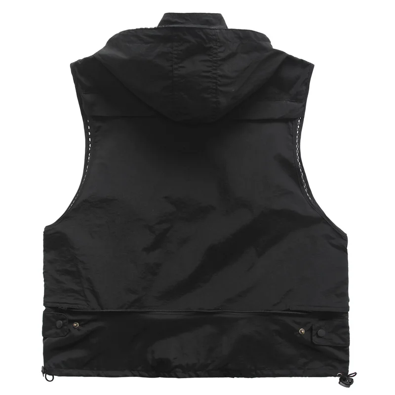 سترات مع قلنسوة متعددة الجيوب للتصوير الفوتوغرافي للرجال والنساء صدرية للصحفيين أدوات سترة متطوعة زي عمل سريع الجفاف لصيد الأسماك #2