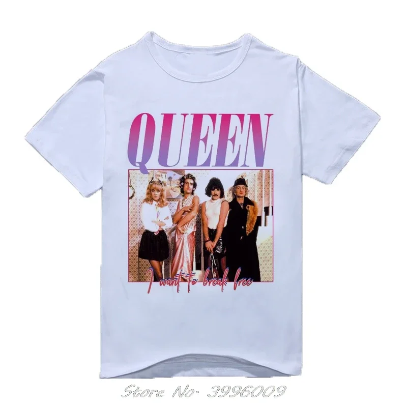 

Футболка Queen Band мужская с принтом, свободная Летняя Повседневная рубашка с круглым вырезом и коротким рукавом, уличная одежда