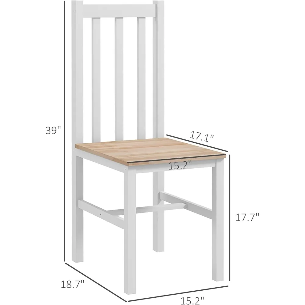 Set di 4 sedie da pranzo in stile fattoria, sedute in legno con schienale a doghe per cucina e sala da pranzo, adatte per soggiorno e sala da pranzo