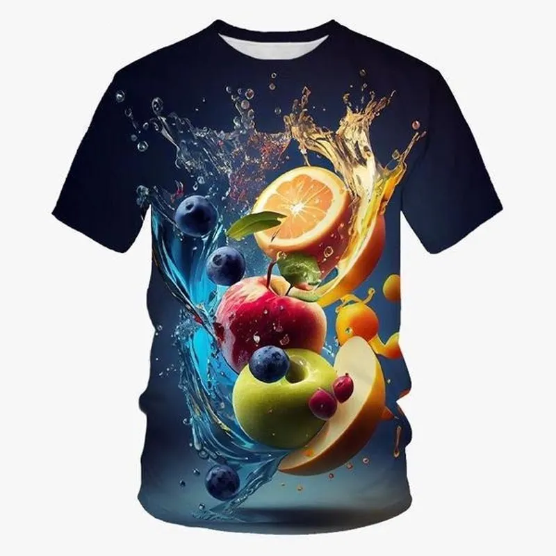 Fashion Creative New Fun Fruit graphic t shirts For Unisex Summer Trend Casual Hip Hop Street Style Printed Round Neck Daily Tee