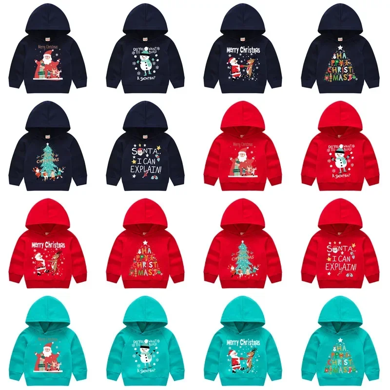 

Winter Christmas Hoodies Costume for Baby Boys Girls Snowman Elk Sweatshirt Kids Cotton Clothes Children's Cartoon Hoodies Tops