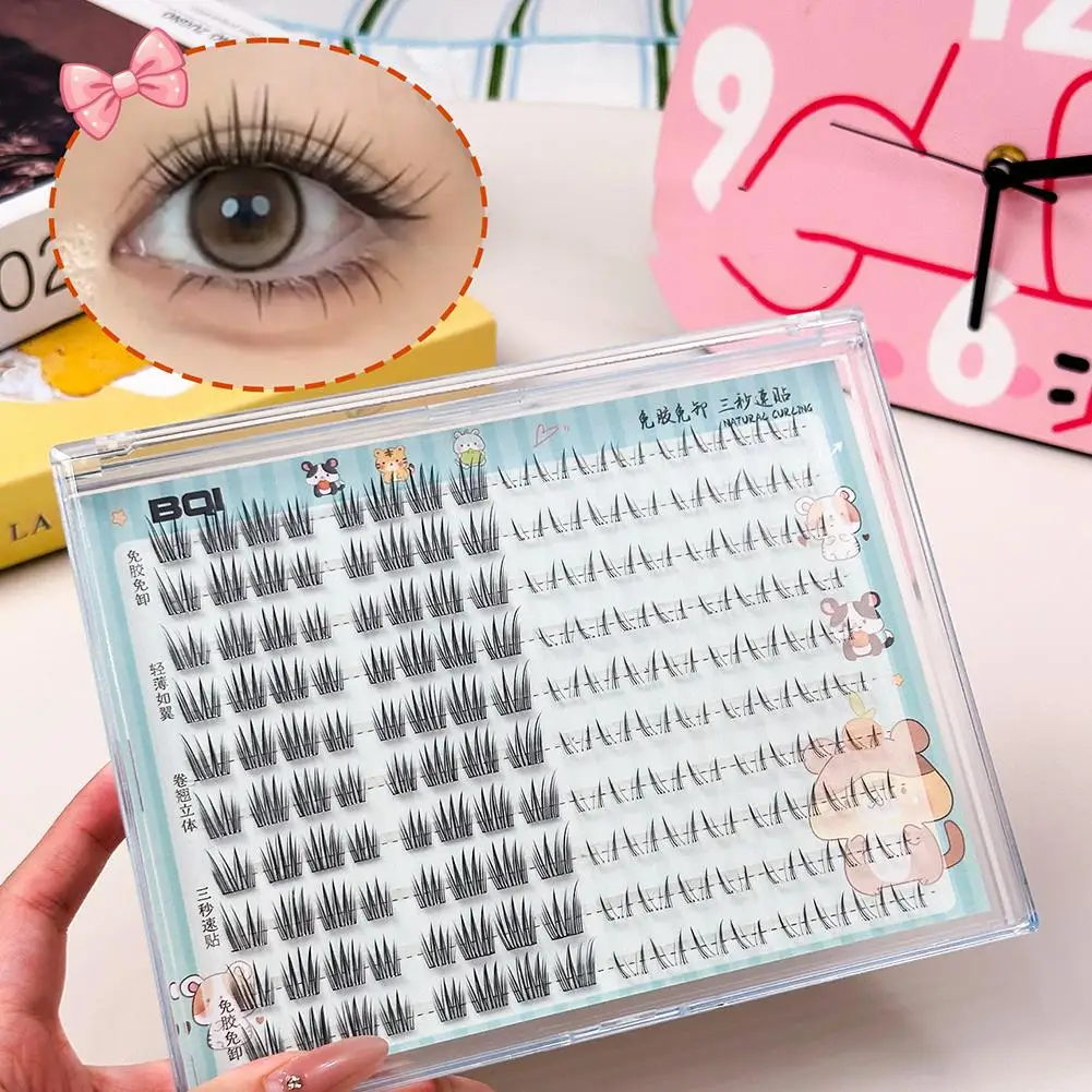 رموش صناعية خالية من الغراء ذات سعة كبيرة مزيج الرموش كتاب نظرة طبيعية رموش مانغا العنقودية ملابس يومية سهلة التطبيق