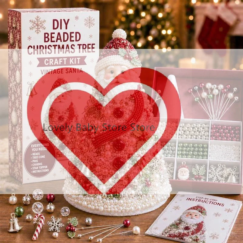 【BS】DIY Beaded Christmas Tree Craft Kit Handmade Bead Assemble Set For Xmas Halloween Home Table Holiday Desktop Decoration Gift
