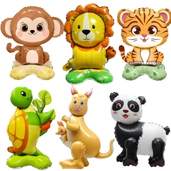 Large 4D Standing Animals Balloons Tiger Lion Kangaroo Monkey Turtle Animals Foil Balloons For Baby Shower Birthday Party Decors