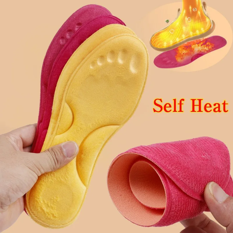 1/2Pairs Self Heating Insoles Thermostatic Thermal Insole Massage Memory Foam Arch Support Shoe Pad Heated Pads Winter Men Women