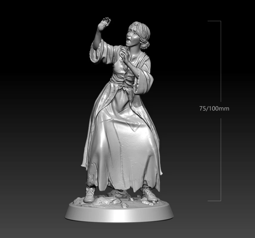 1/24 75mm 1/18 100mm Resin Model Terrified Woman Man Sculpture Unpainted No Color RW-733