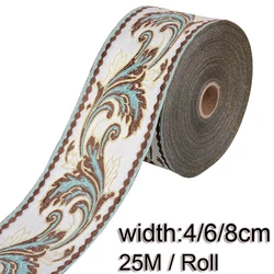 4CM/6CM/8CM Jacquard Ribbon Webbing Wholesale 25 Meters Sewing Strap Tape DIY Curtain Home Decoration Crafts