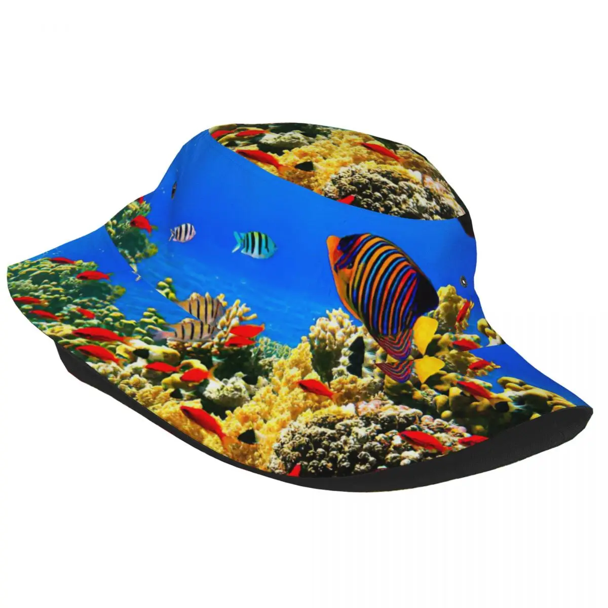 Underwater World With Colorful Fish And Coral Reefs Unisex Casual Sun Hat Bucket Bob Hip Hop Cap Fisherman Panama