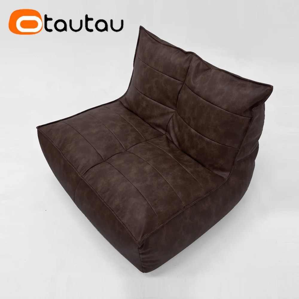 OTAUTAU King Size Retro Kunstleer Zitzakhoes Lounger SF389 【Geen vulmiddel aan de binnenkant! Je moet zelf een vulmiddel kopen!】