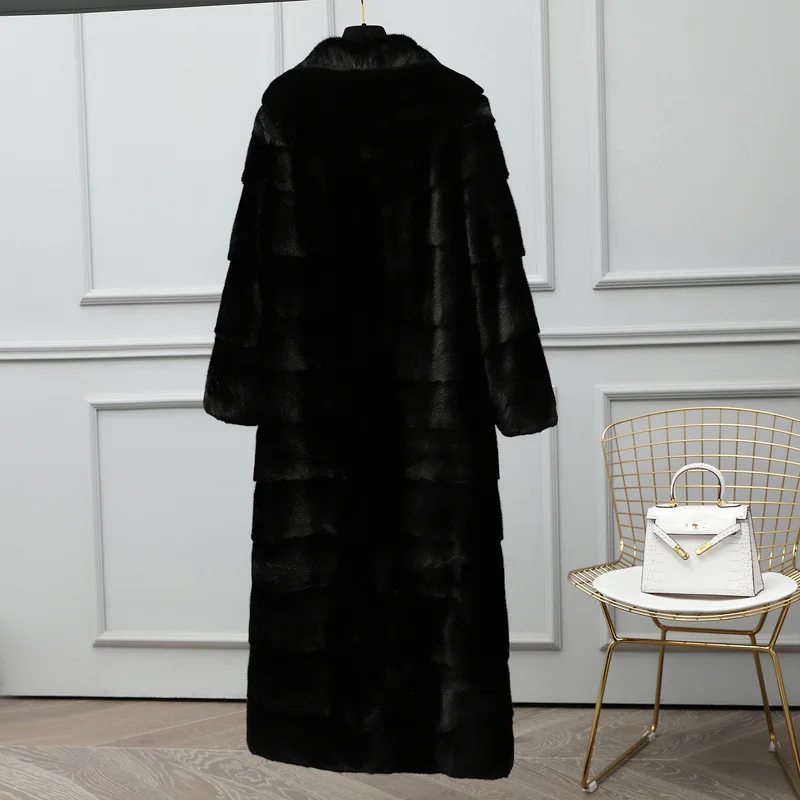 fur coat long fur Mink coat large whole 2023 women's clothing outerwear jacket coats new hooded fashion horizontal row