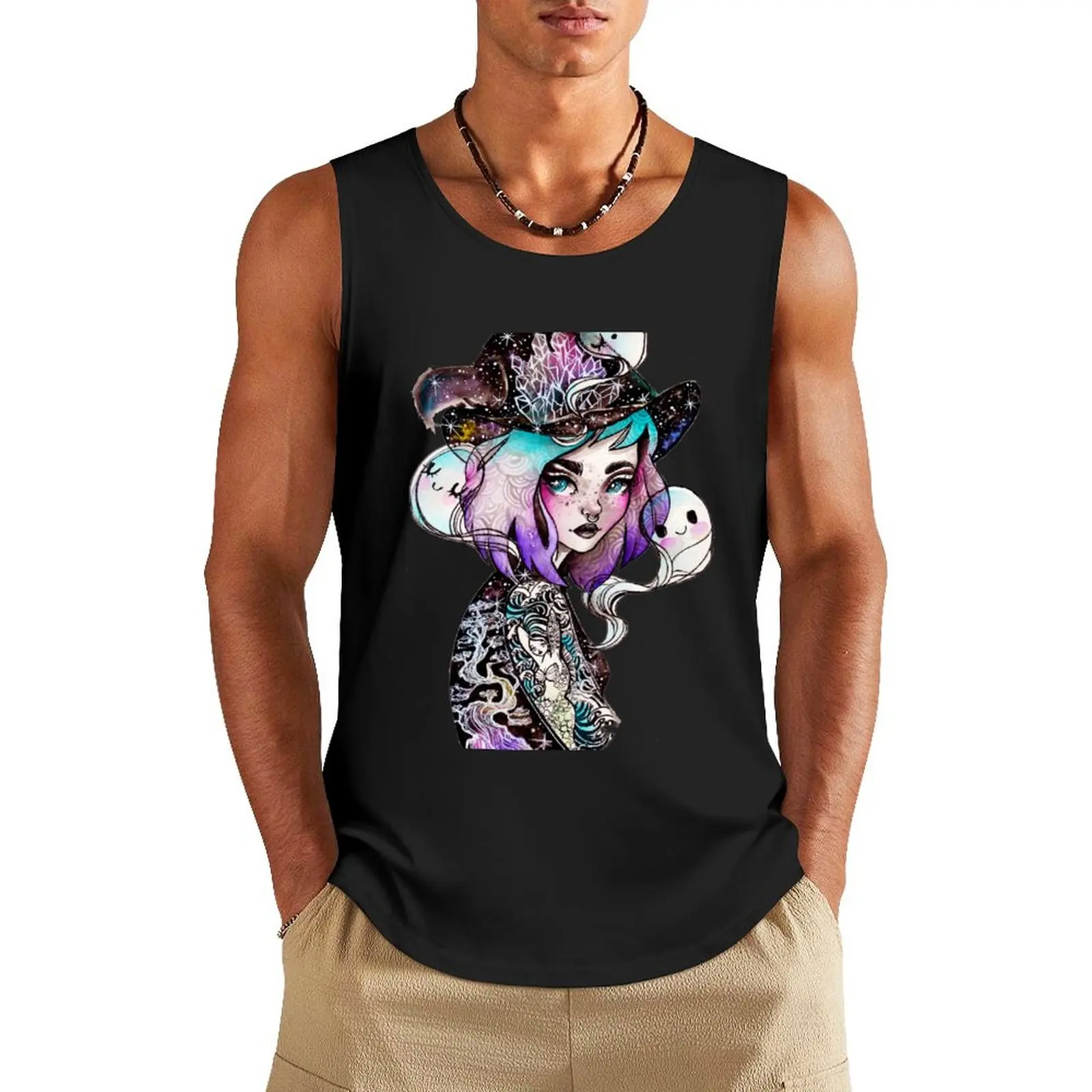 

Ghost Lover Witch Tank Top Japanese t-shirt Men's fitness t-shirt