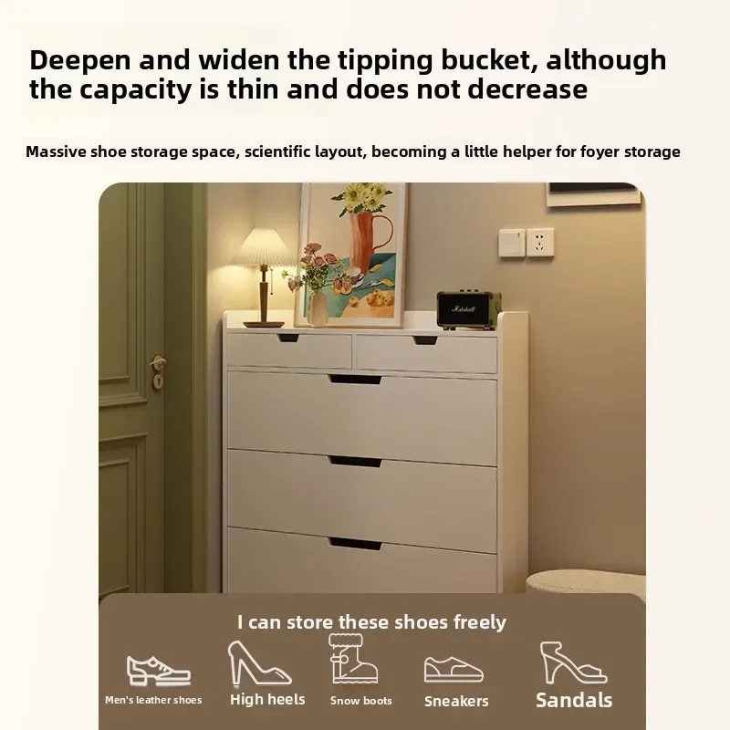 Tipping Bucket Shoe Cabinet, Outer Entry Shoe Rack, Balcony, Entrance Cabinet, Living Room Large-Capacity Storage Cabinet