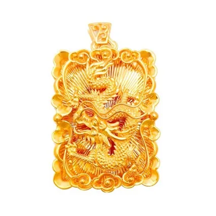 

Unisex 24K Gold AU999 Majestic Dragon Tablet Pendant | Embossed auspicious light with glow coating, showstopping for nightlife