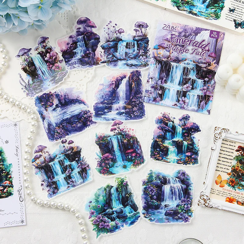 60Pecs,10pcs/pack, Flower Butterfly Waterfall Stickers, Decorative Scrapbook, Diary, Phone Case,water Cup,notebook Materials