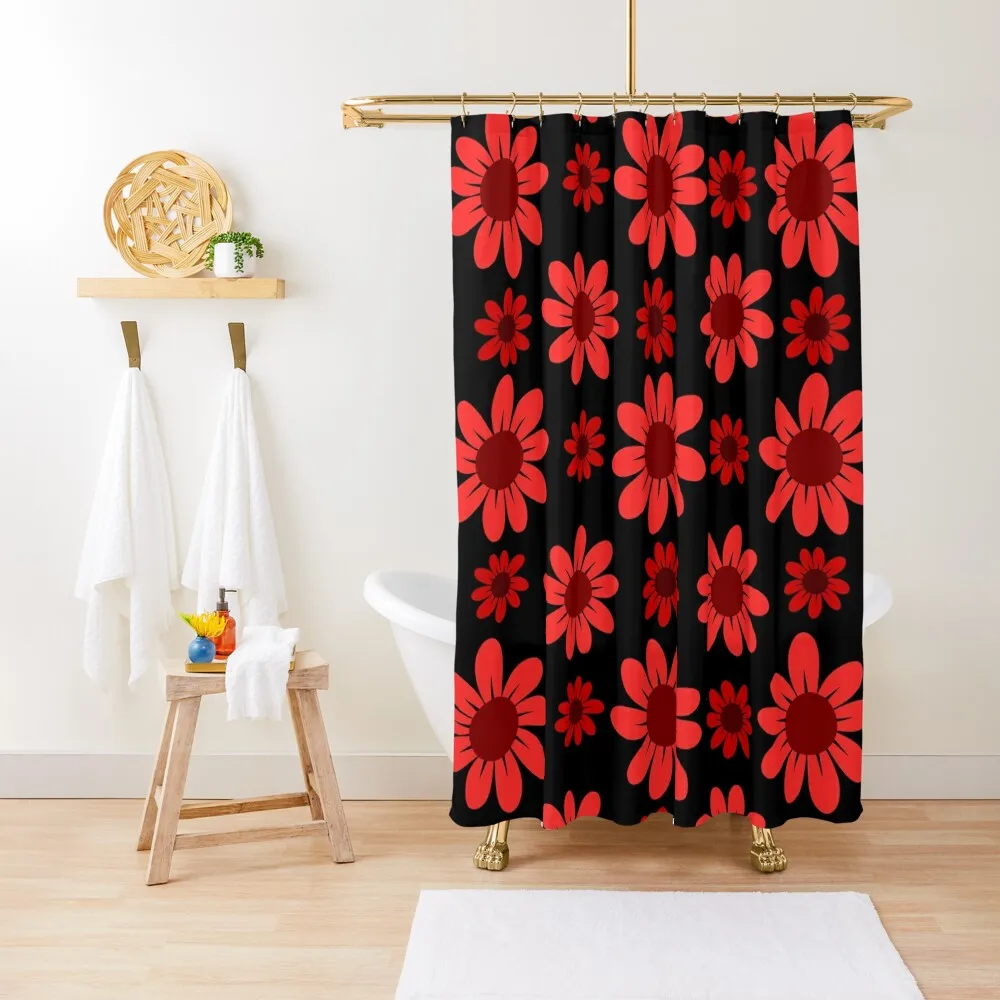 

Red Daisies Shower Curtain Shower For Bathrooms Window Accessories For Shower And Services Bathroom Showers Curtain