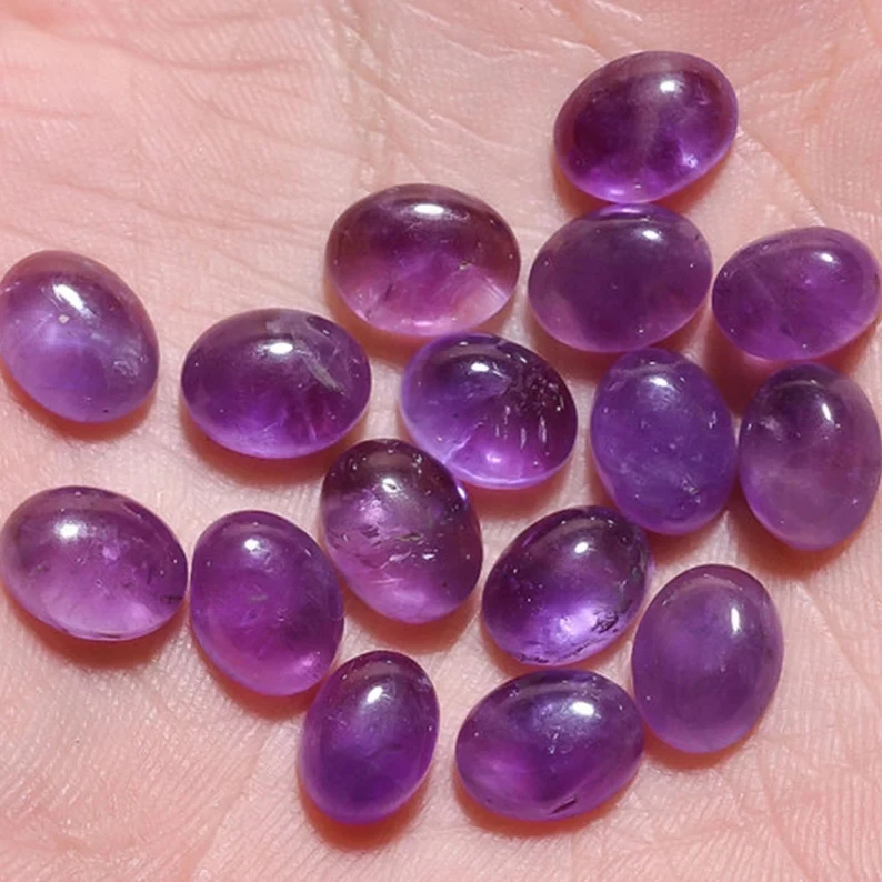 Wholesale 2pcs/pack AA Quality Natural Amethyst Bead Cabochon 10x14mm 12x16mm 13x18mm 15x20mm Oval Gemstone Jewelry Ring Face