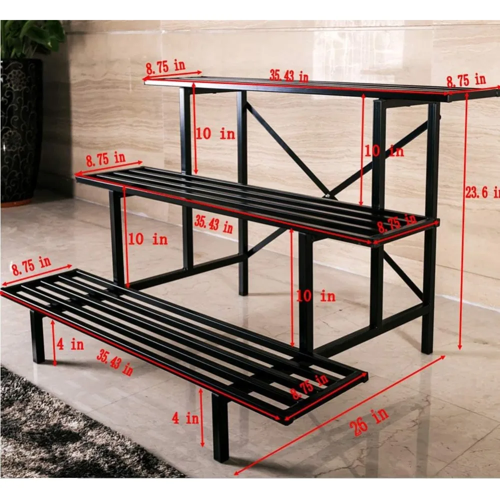 Zhongma Heavy Duty 3 Tier Plant Stand for Home, Garden, Plant Lovers,Metal Storage Rack Shelf/Freestanding Display Stand