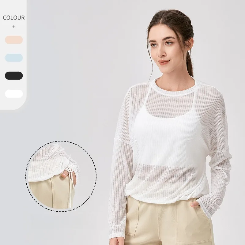 

Women Loose Long Sleeve Yoga Tops Autumn Breathable Lightweight Cover Up Slim Fit Workout Running Sports Shirt
