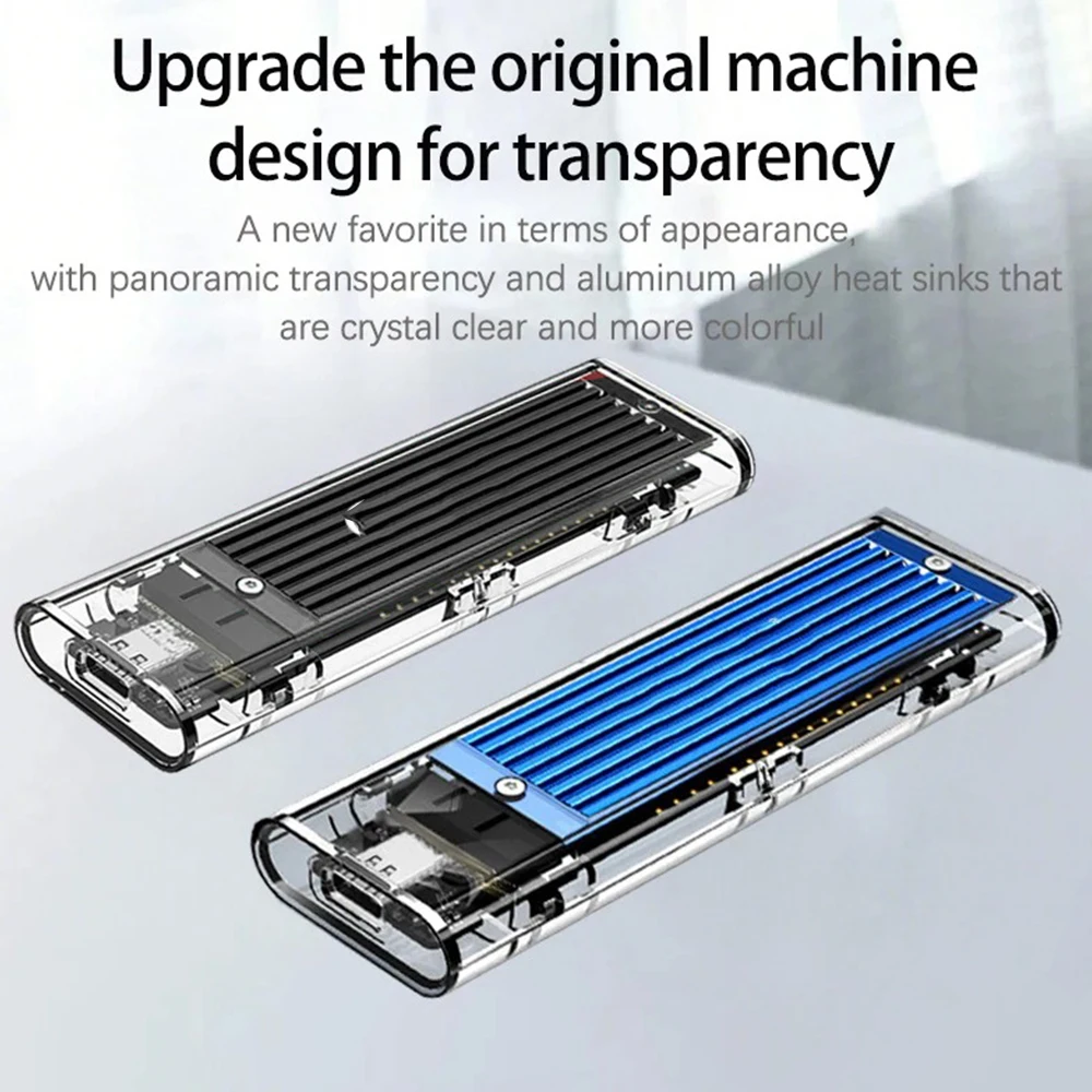 M.2 NVMe PCIe NGFF SATA デュアルプロトコル SSDケース クリア USB Type-C 10Gbps PCI-E 透明 8TB 最大 外付けエンクロージャ ハードディスクボックス