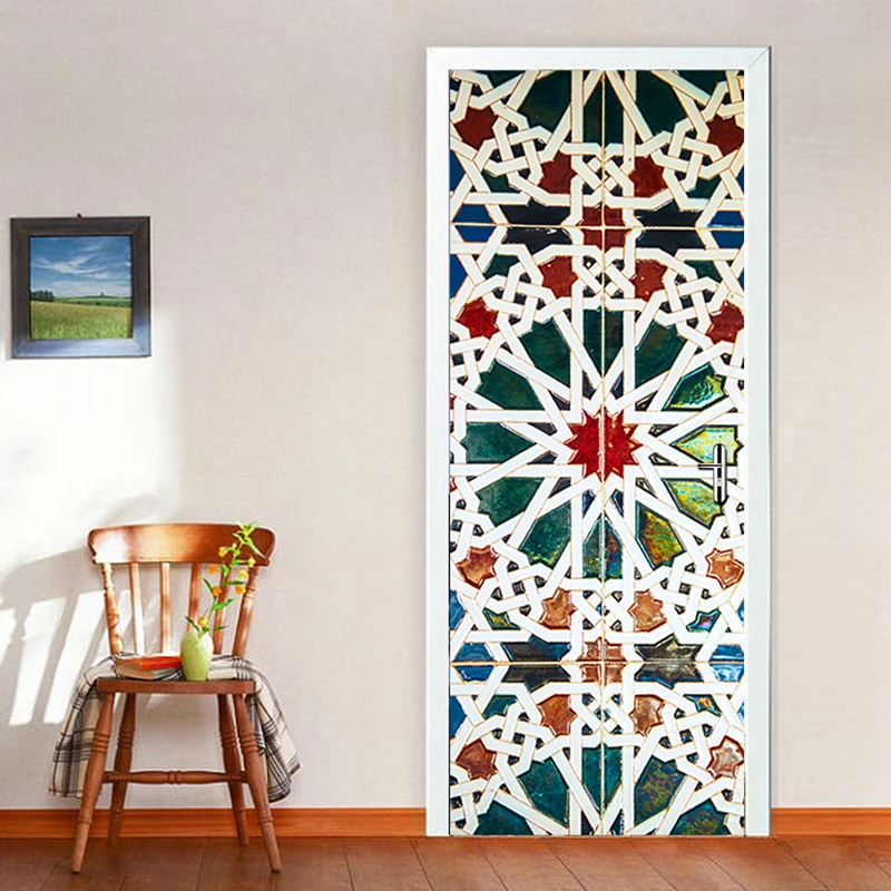 Kaleidoscope Color Door Sticke - Home Bathroom Wallpaper ulasan dan harga