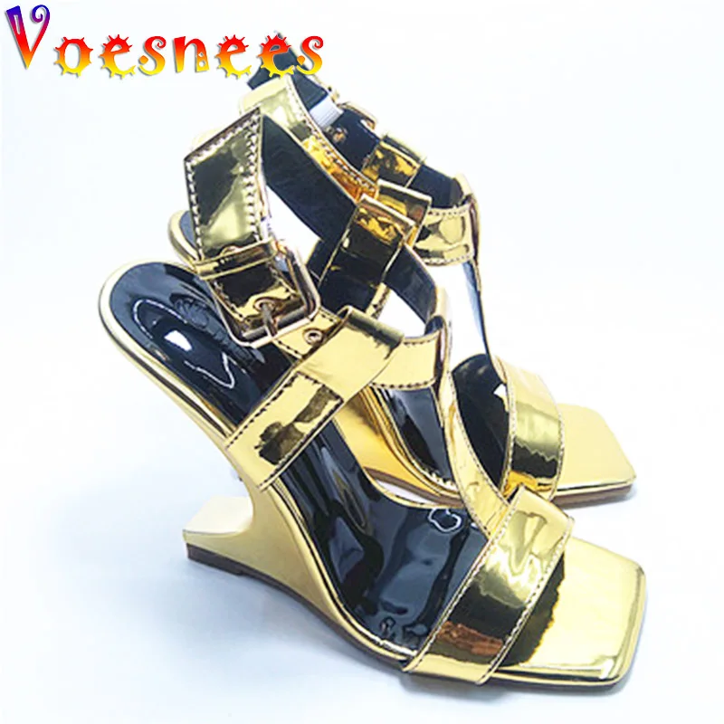 Summer 2022 New European And American High Heels Fashionable Wedges Super Stable Stage Sandals Model Party No Heel Women\'s Shoes